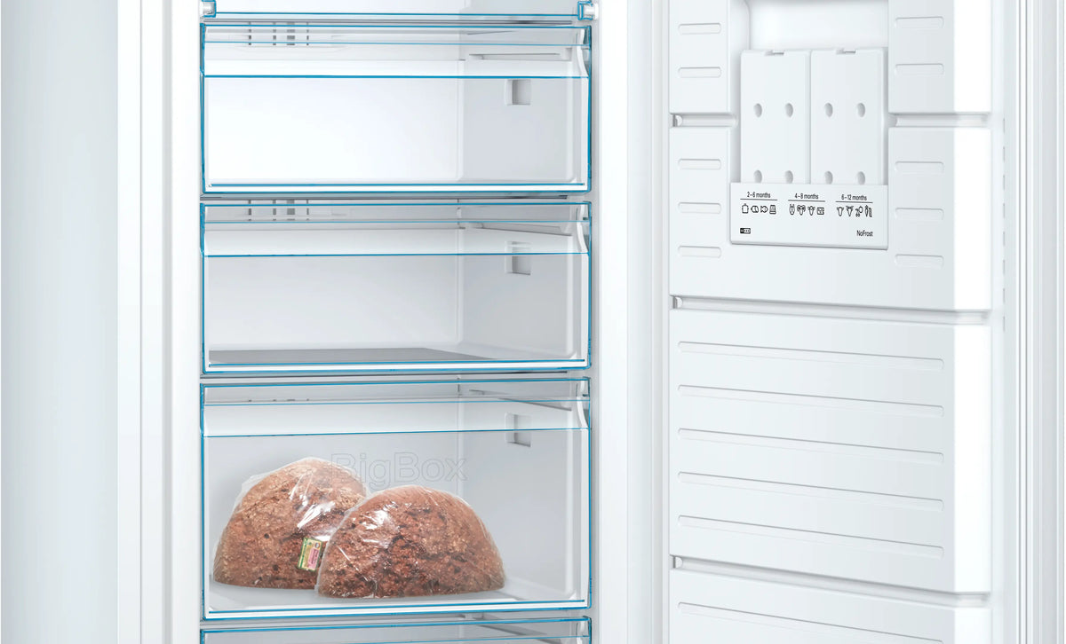 Congélateur armoire Bosch GSN58VWEV 366 L — NoFrost — Multi Airflow — BigBox — VarioZone — 39 dB — 191 × 70 cm — Blanc