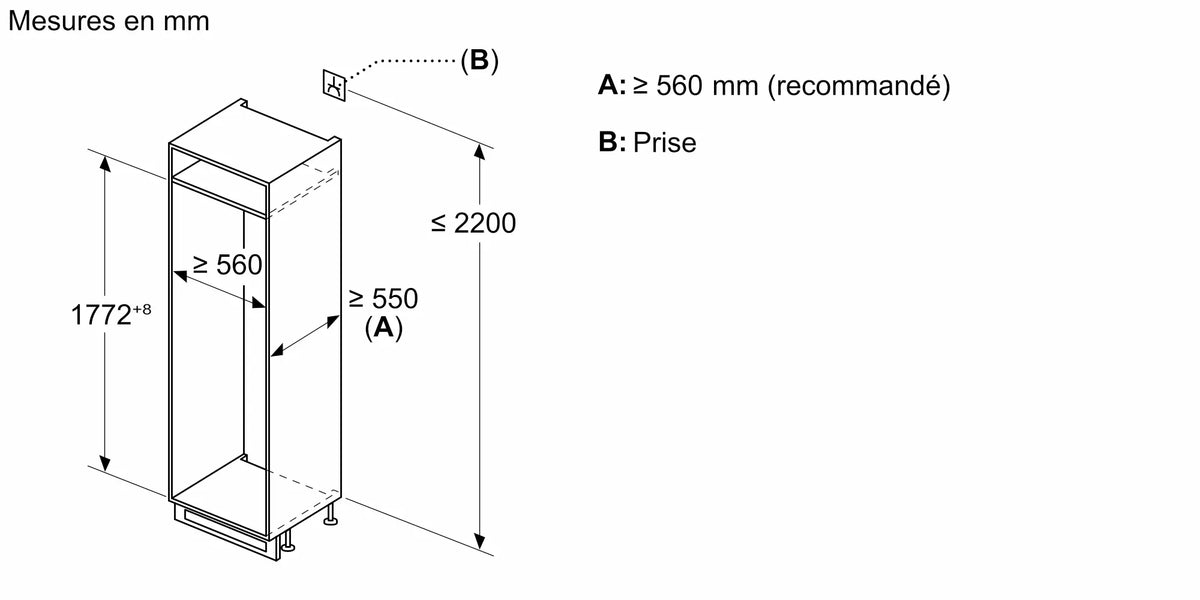 Réfrigérateur combiné intégrable BOSCH KIN865SE0 Série 2 — 260 L, NoFrost, MultiBox XXL, Niche de 177 cm, Eco Airflow, Classe E | Electro‑Choc