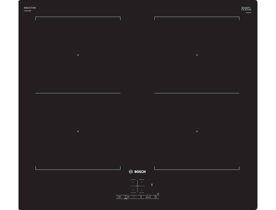 Table à induction BOSCH PVQ611BB6E Série 4 — 60 cm, CombiZone, 4 foyers, PowerBoost, Noir sans cadre | Electro‑Choc