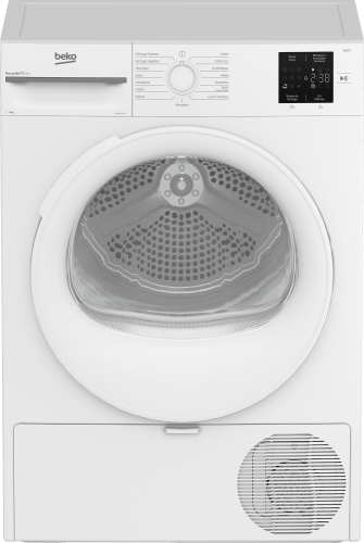 Sèche-linge BEKO D3H19E01W — 9 kg, pompe à chaleur, classe E, Eco Sense, 15 programmes, fin différée 24h, double filtre | Electro‑Choc
