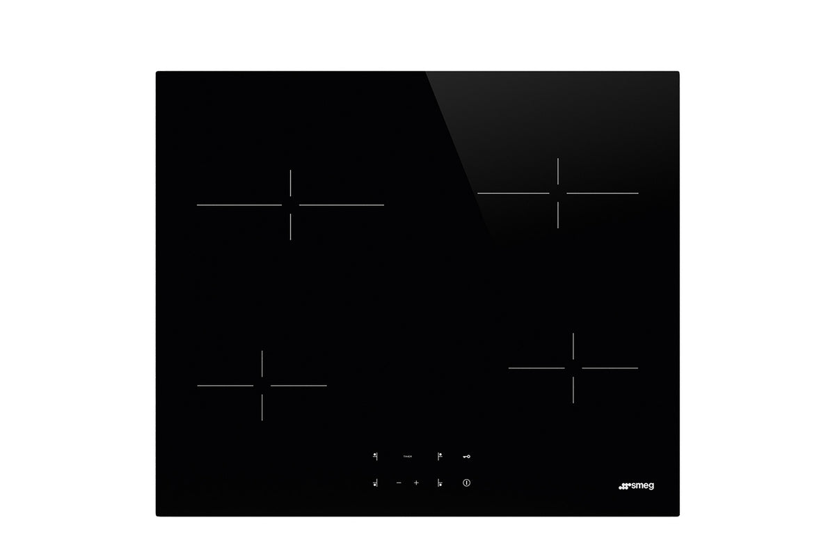 Taque de cuisson vitrocéramique SMEG SE264TD1 — 60 cm, 4 zones, commandes tactiles, Noir