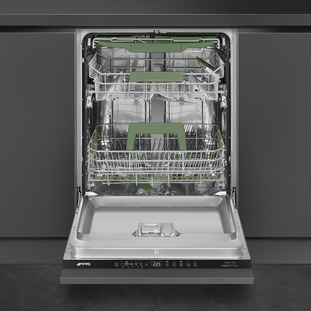 Lave-vaisselle encastrable SMEG STL322B 60 cm — 13 couverts — Classe B — 42 dB — Dry Assist+ — 3 paniers FlexiDuo — FlexiFit