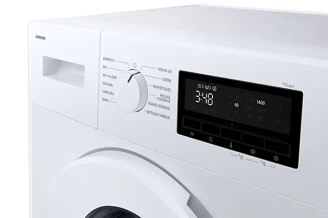 Lave-linge slim SAMSUNG WW80FG3M05TW — 8 kg, Classe A, Vapeur, Digital Inverter