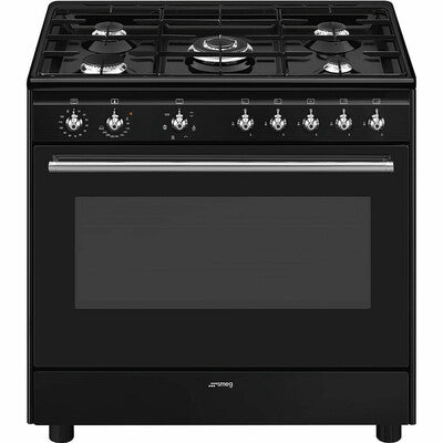 Piano de cuisson gaz + four électrique SMEG CX91GMBL 90 cm — 5 feux, 115 L, classe A | Electro‑Choc