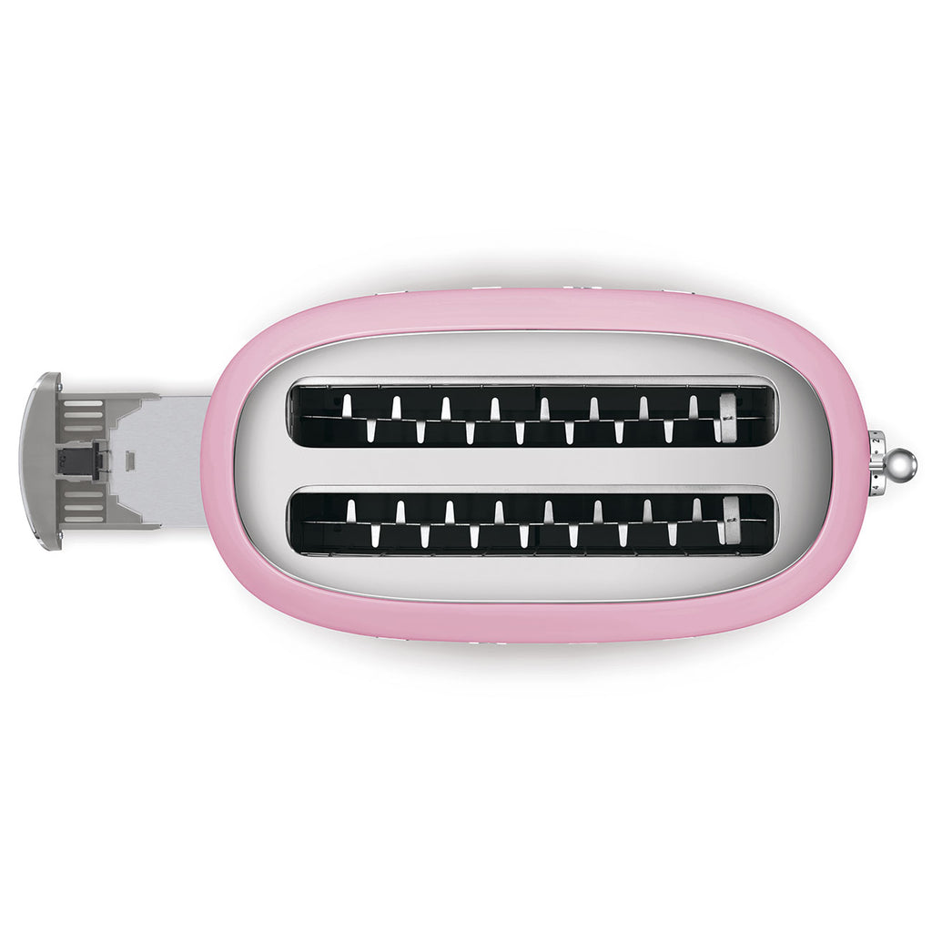Grille‑pain SMEG TSF02 Années 50 — 2 fentes extra‑longues / 4 tranches, 6 niveaux, Bagel / Décongélation / Réchauffage