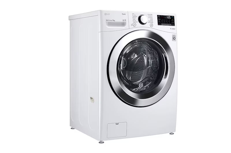 Lave-linge hublot grande capacité LG F51P12WH — 15 kg, tambour 127 L, TurboWash 39 min, Wi-Fi et classe E