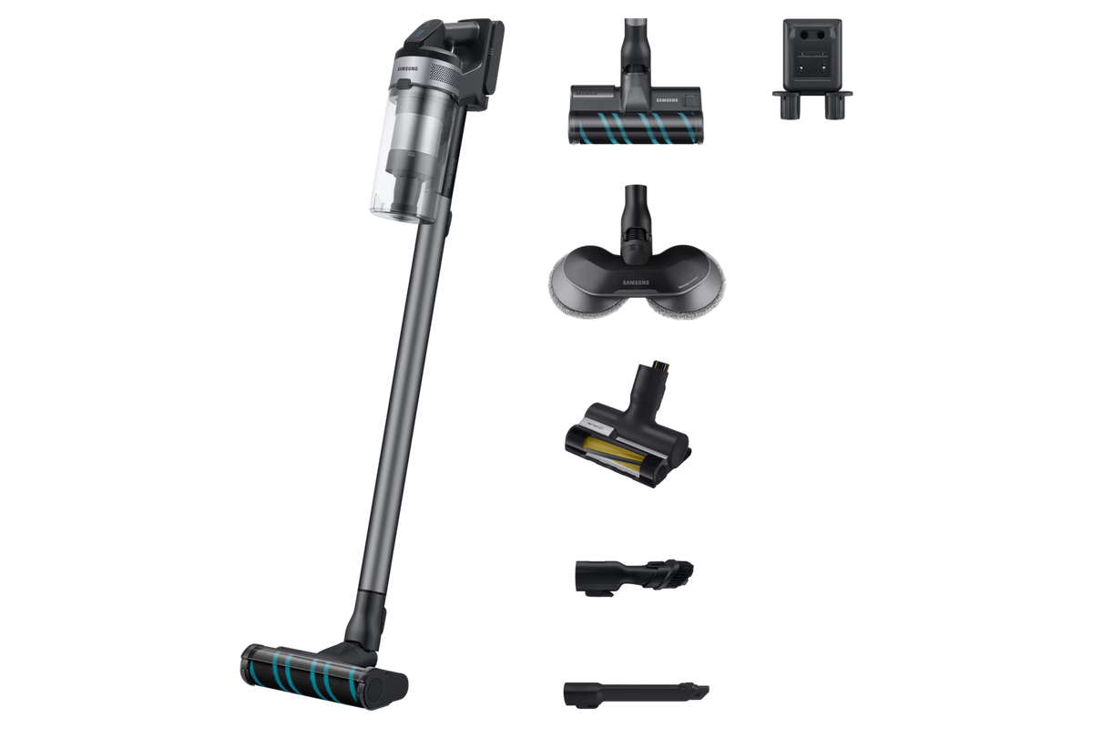 Steelstofzuiger SAMSUNG Jet 75E Premium (VS20B75A9R5/WA) — 200 AW, 60 min, Filtratie 99,999%