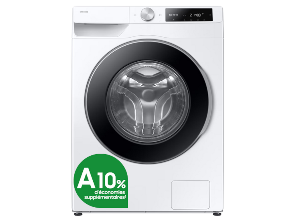 Lave-linge SAMSUNG AI Ecobubble™ Série 6000 (WW90DG6U25LKU3) — 9 kg, Classe A, SmartThings, 1400 tr/min, 39 min