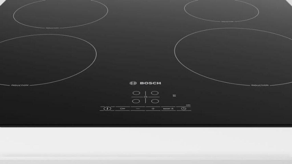 Taque à induction BOSCH PUE61RBB5E Série 4 — 60 cm, 4 foyers, PowerBoost, TouchSelect, Noir | Electro‑Choc