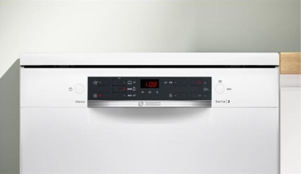 Lave-vaisselle pose-libre Bosch Série 2 SMS25AW10F (60 cm, blanc) — 12 couverts, 48 dB, AquaStop, EcoSilence Drive, ActiveWater, 5 programmes | Electro‑Choc
