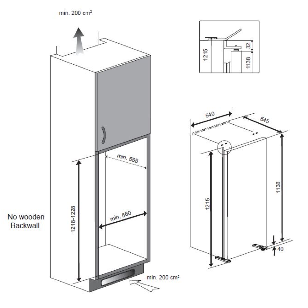 Réfrigérateur intégrable BEKO BSSA210K4SN — 175 L, Niche de 122cm, compartiment congélateur 4★, LED, 35 dB, Classe E | Electro‑Choc
