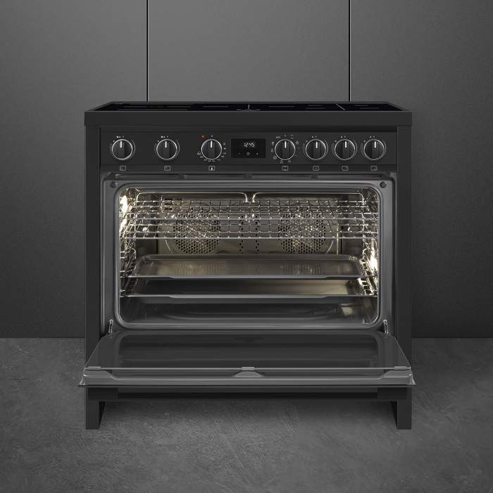 Piano de cuisson induction SMEG B95IMAN9 — 90 cm, four chaleur tournante 115 L, anthracite | Electro‑Choc