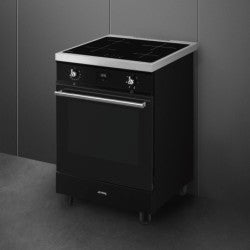 Cuisinière induction SMEG C6IMBLT2 60×60 tout électrique (Noir) — Four 70 L, Vapor Clean, Classe A, Booster | Electro‑Choc