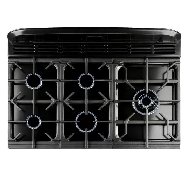 Piano de cuisson mixte Falcon Classic Deluxe 90 CDL90DFBLC-EU noir brillant et chrome — 5 foyers gaz, 2 fours électriques et gril séparé