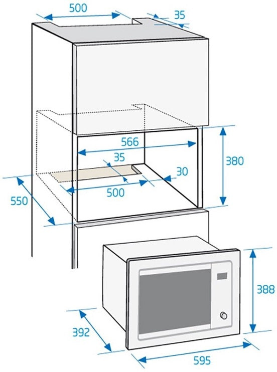 Micro-ondes encastrable BEKO BMGB 25333 BG — 25 L, 900 W, Gril 1000 W, Noir