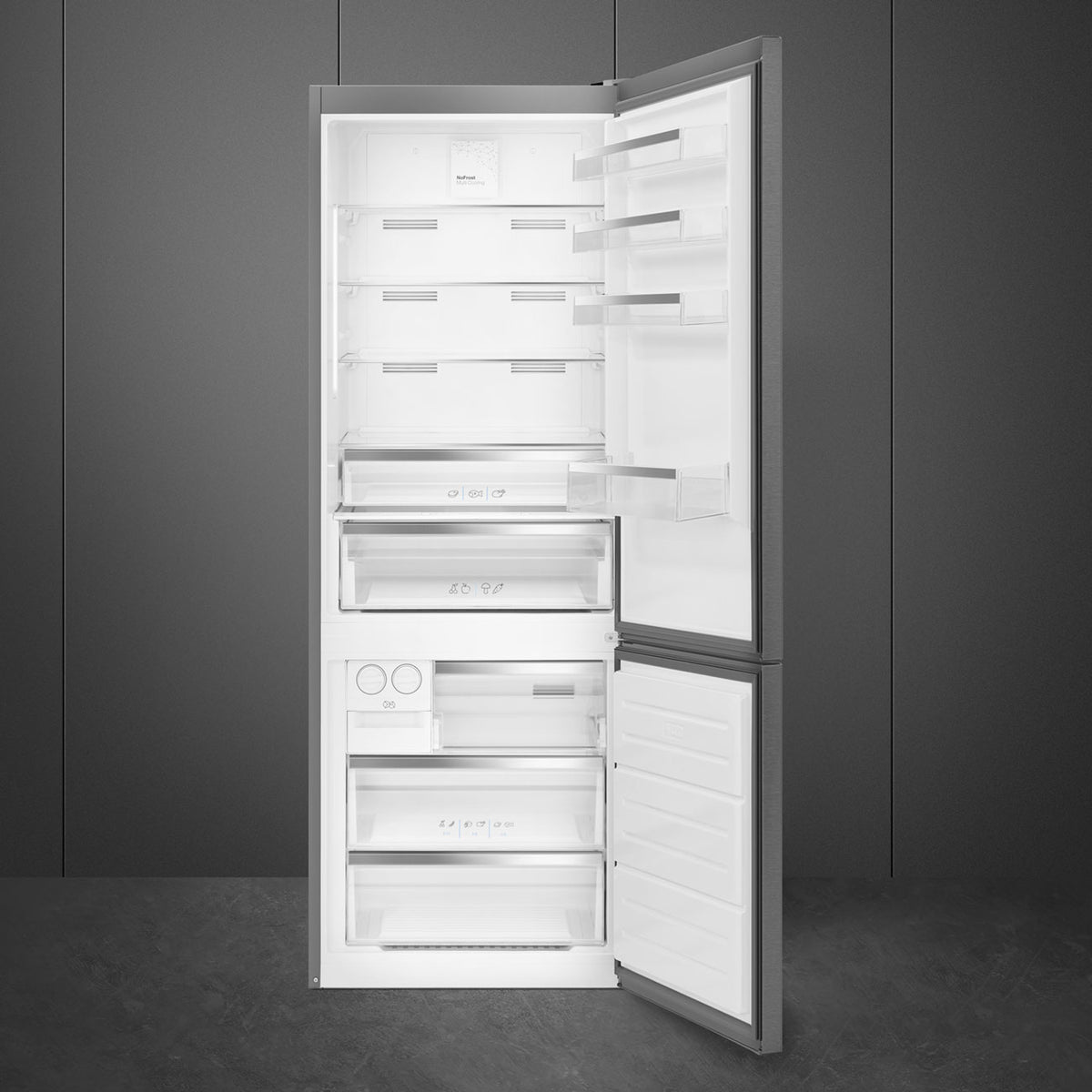 Réfrigérateur combiné SMEG FC48XDNE — 481 L, No Frost, Inverter, inox look | Electro‑Choc