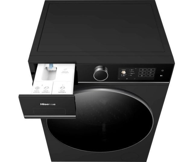Lave-linge séchant HISENSE WD5I1245BBRH/BLX — 12 kg lavage / 8 kg séchage — Pompe à chaleur — Classe A — Wi‑Fi