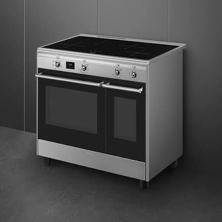 Centre de cuisson SMEG CX92IM 90 cm – Induction – Double four électrique – Classe A – Inox