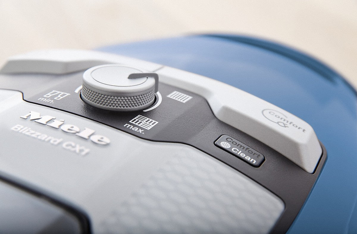Aspirateur traîneau sans sac Miele Blizzard CX1 Parquet (bleu turquin) — Vortex 890 W, filtre HEPA Lifetime, brosse Parquet Twister, rayon d’action 11 m, bac 2 L | Electro‑Choc