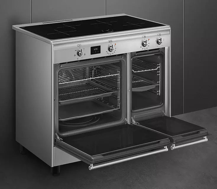 Centre de cuisson SMEG CX92IM 90 cm – Induction – Double four électrique – Classe A – Inox