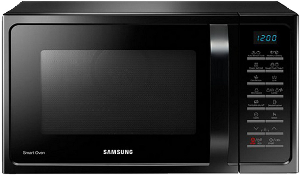 Micro-ondes combiné SAMSUNG MC28H5015AK/EF — 28 L, 900 W, Grill 1500 W, Chaleur tournante 2100 W, cavité céramique émail, plateau 32 cm (arrêt possible), menus automatiques, Slim Fry | Electro‑Choc