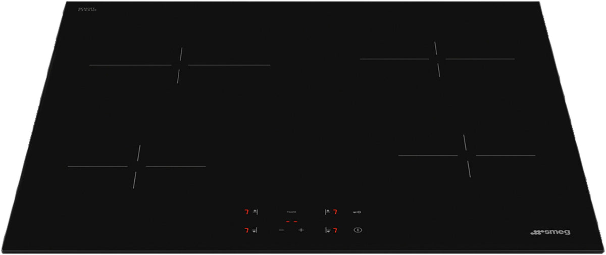 Taque de cuisson vitrocéramique SMEG SE264TD1 — 60 cm, 4 zones, commandes tactiles, Noir