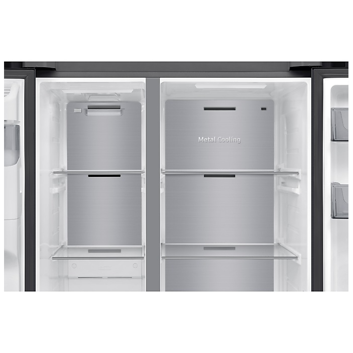 Réfrigérateur américain Samsung RS70F64KEFEF Bespoke AI 634 L — Distributeur d’eau et glaçons raccordé, Wi-Fi, 36 dB, classe E, Inox Noir