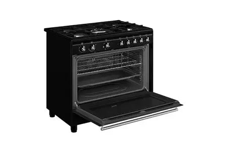 Piano de cuisson gaz + four électrique SMEG CX91GMBL 90 cm — 5 feux, 115 L, classe A | Electro‑Choc