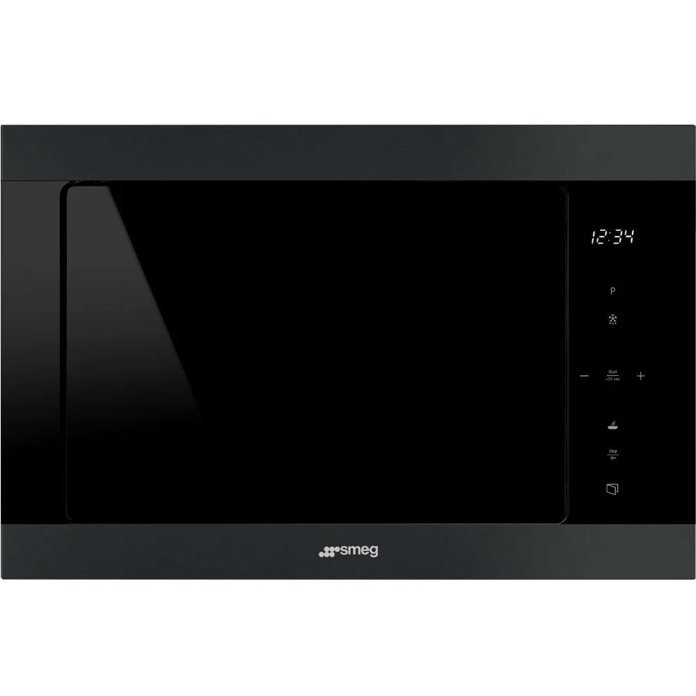 Micro‑ondes encastrable SMEG FMI325N Classica — 25 L — 900 W — Gril 1000 W — Programmes auto — Pizza — Verre Noir Eclipse